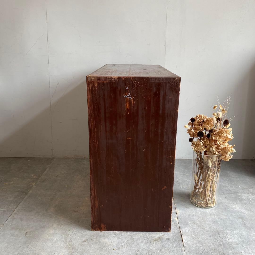 ヴィンテージ ガラス戸棚 キャビネット 水屋箪笥 昭和レトロ 無垢材 z505