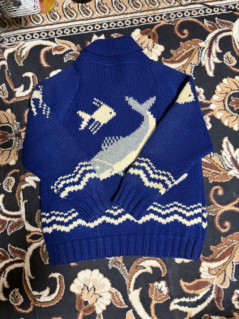 50s 60s ヴィンテージ カウチンセーター ニット シャチ柄 トラウト