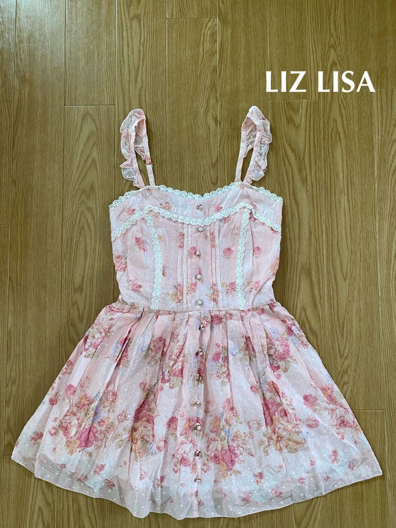 LIZ LISA 花柄リボンキャミワンピース チュニック ミニワンピ ピンク