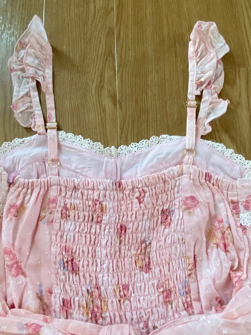 LIZ LISA 花柄リボンキャミワンピース チュニック ミニワンピ ピンク