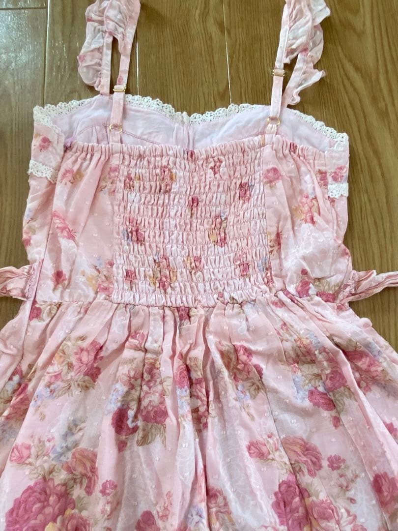 LIZ LISA 花柄リボンキャミワンピース チュニック ミニワンピ ピンク