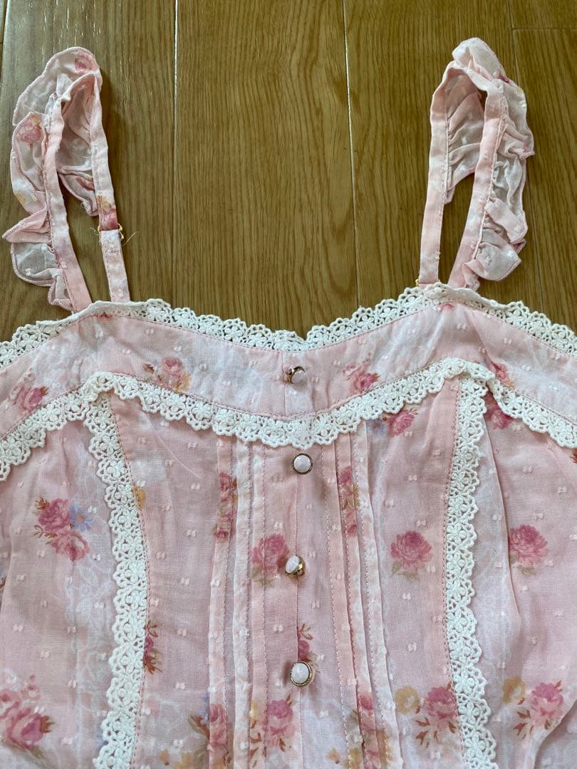 LIZ LISA 花柄リボンキャミワンピース チュニック ミニワンピ ピンク