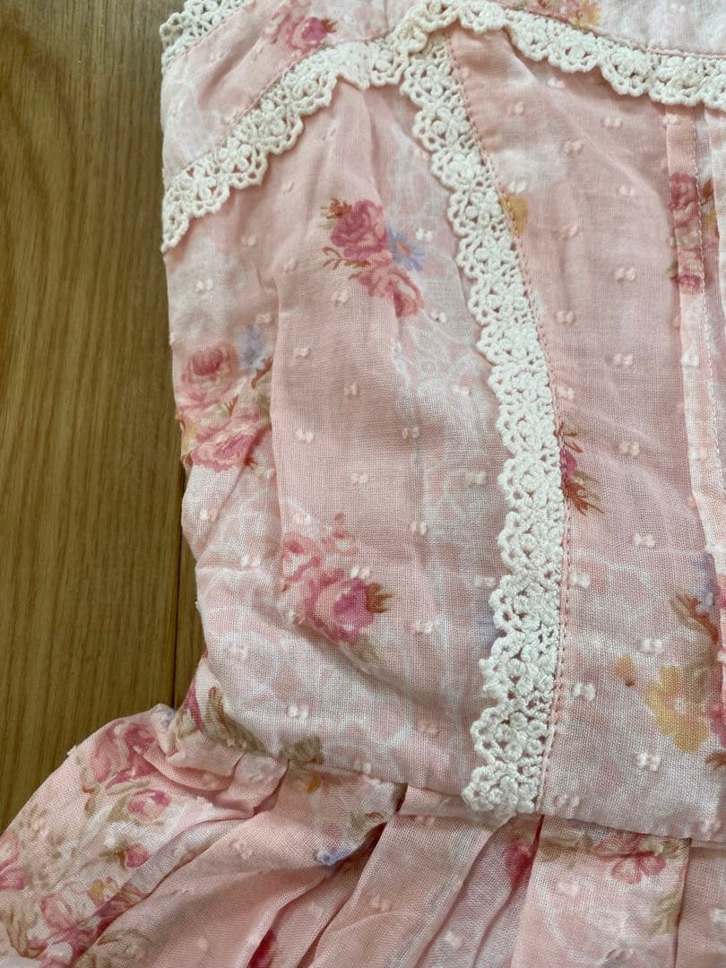 LIZ LISA 花柄リボンキャミワンピース チュニック ミニワンピ ピンク