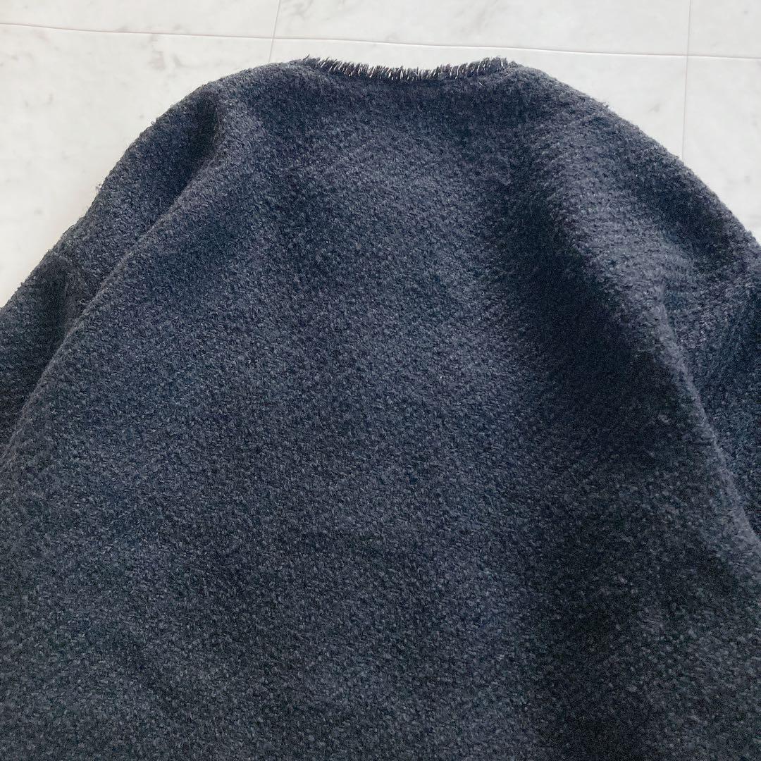 美品　ラウンジドレス　ノーカラー　ツイードジャケット　ブラック