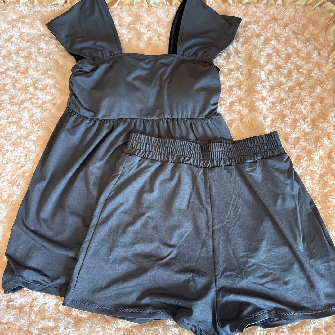 新品⭐︎yoriペプラムフレアスイムウェアセット【2025SP】チャコール36