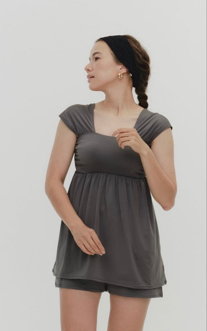 新品⭐︎yoriペプラムフレアスイムウェアセット【2025SP】チャコール36