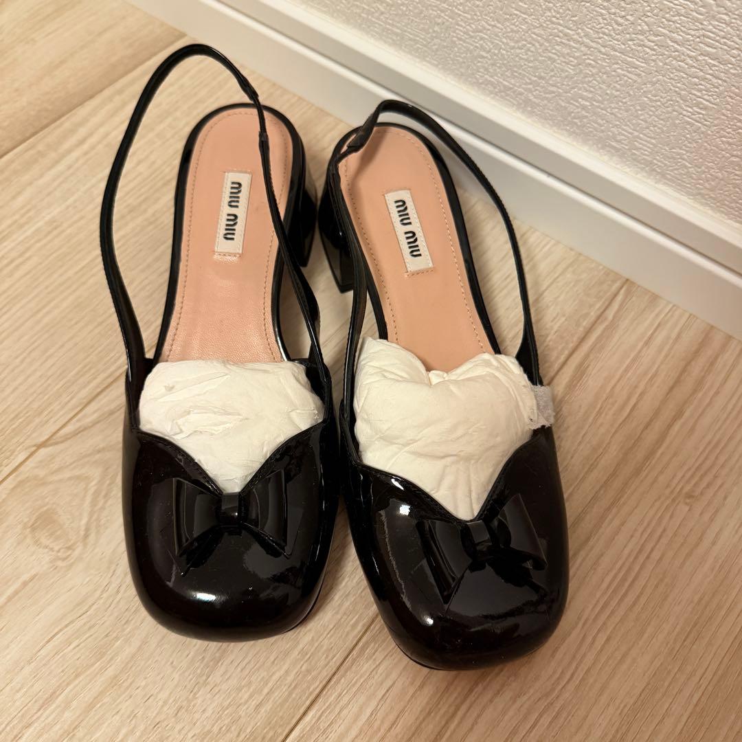 miu miu ブラックリボンサンダル 37