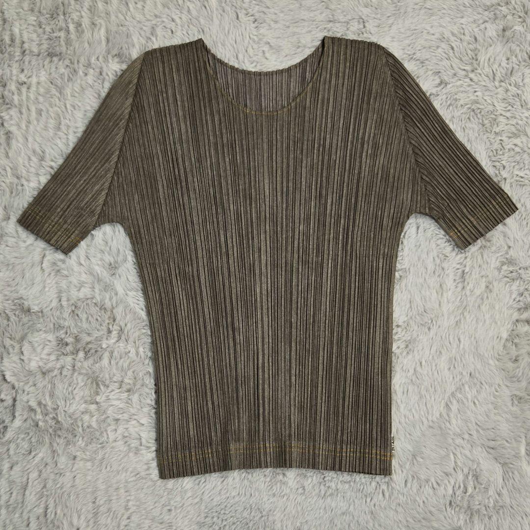 ISSEY MIYAKE PLEATS PLEASE デニム転写半袖トップス