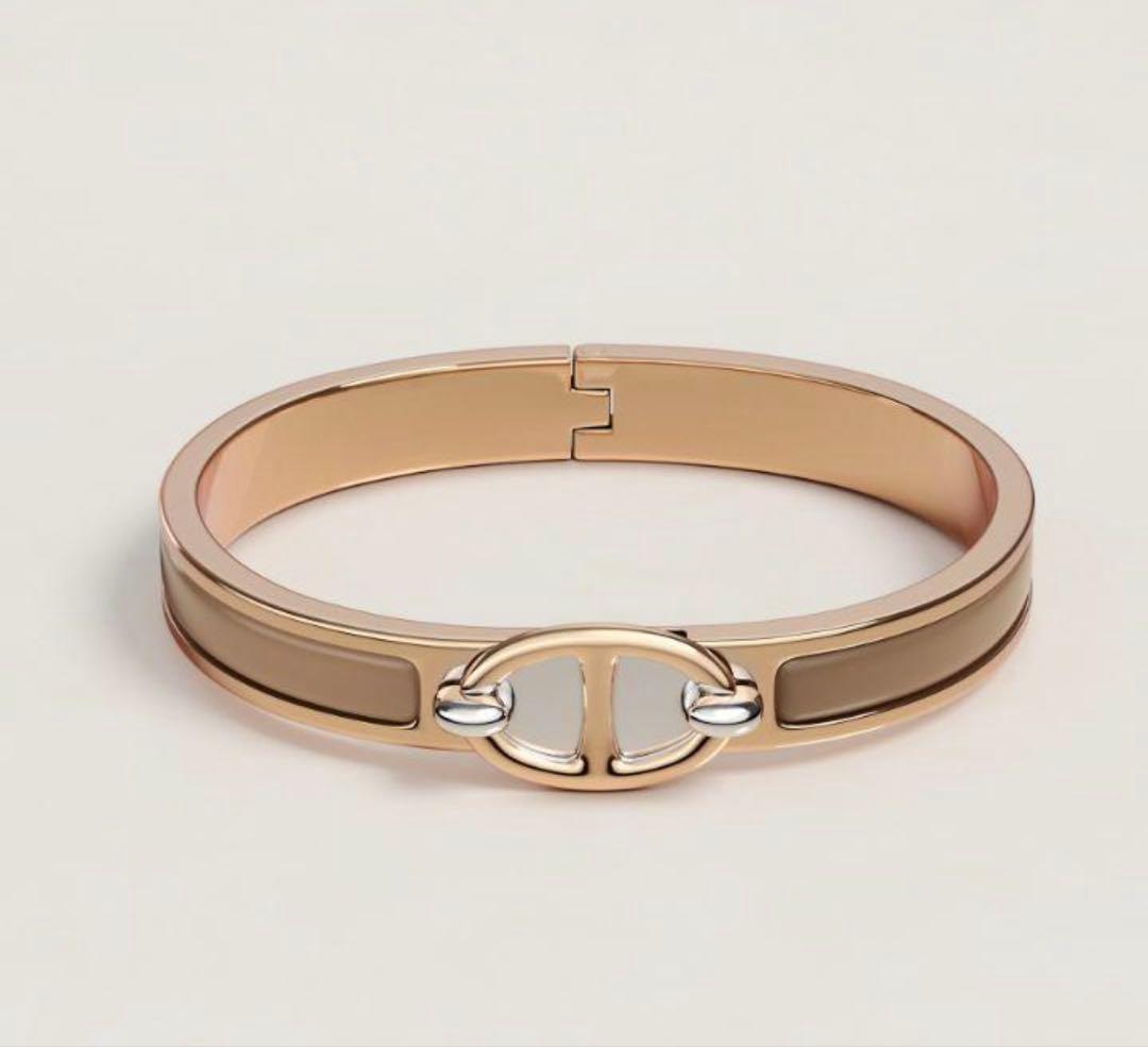 未使用　HERMÈS ピンクゴールド・ベージュ バングル