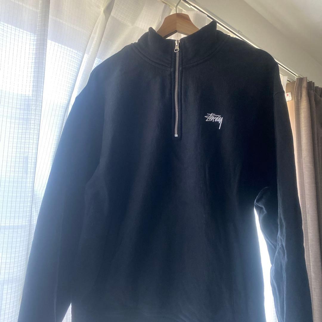 Stussy ブラック ハーフジップ トレーナー L