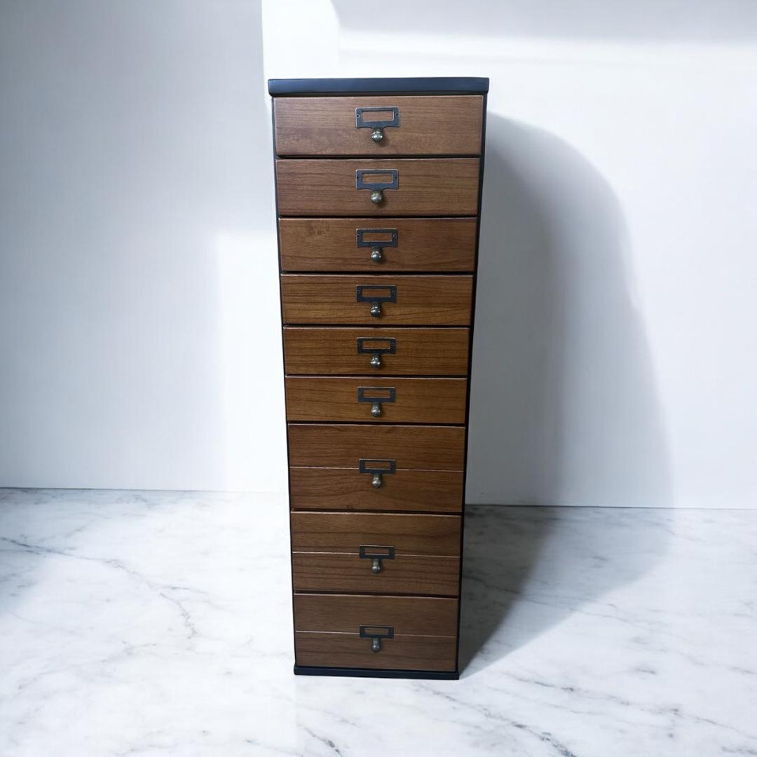 訳あり　桐製　 隙間ラック　箪笥　整理タンス　書類チェスト　9段　BB