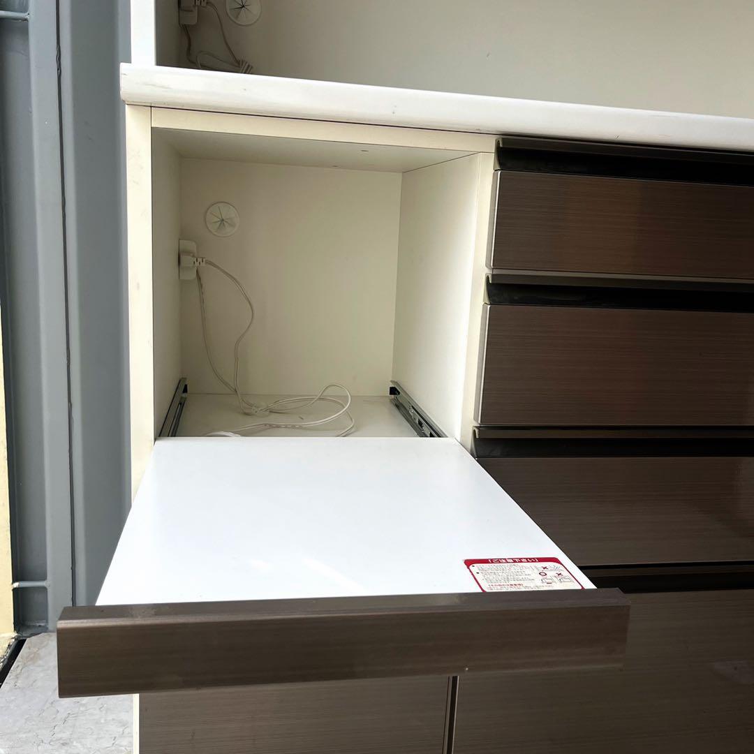 取付無料！大川 松田家具 木目調おしゃれブラウンインテリアキッチンボード 食器棚