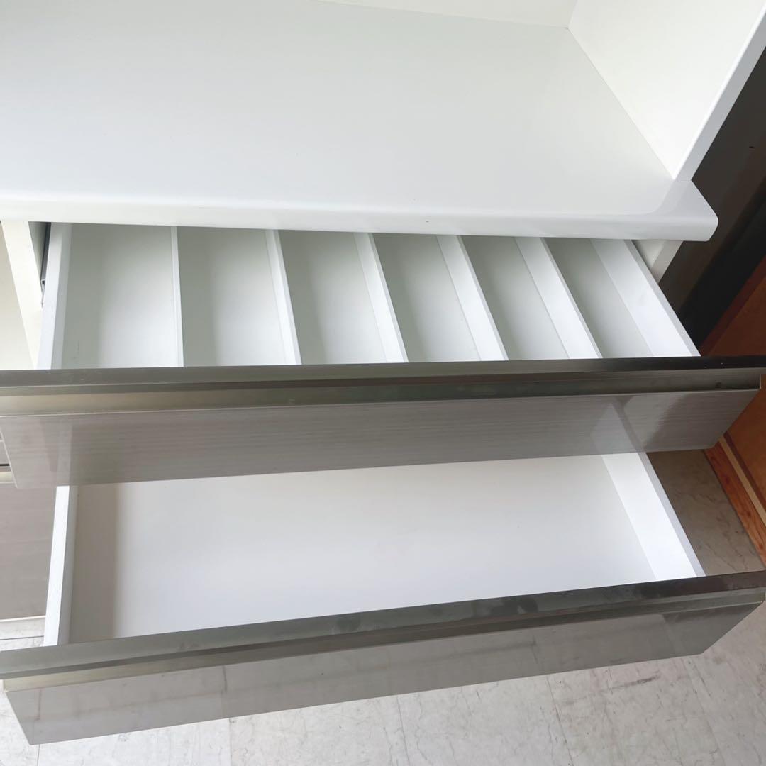 取付無料！大川 松田家具 木目調おしゃれブラウンインテリアキッチンボード 食器棚