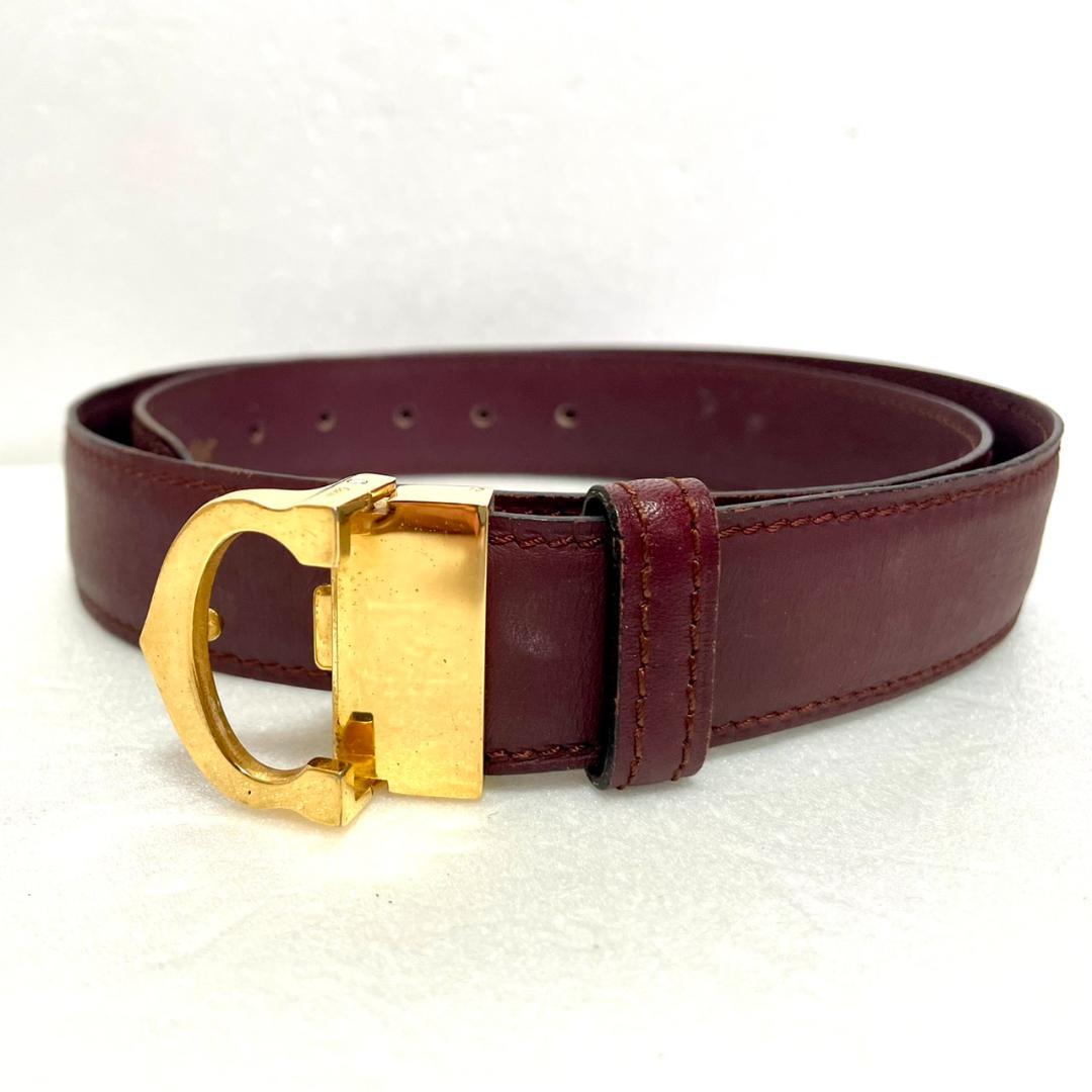 Cartier カルティエ レザーベルト ボルドー×ゴールドバックル
