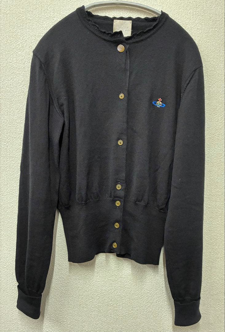 ヴィヴィアンウエストウッド　フリルネックウールカーディガン 黒　イタリア製