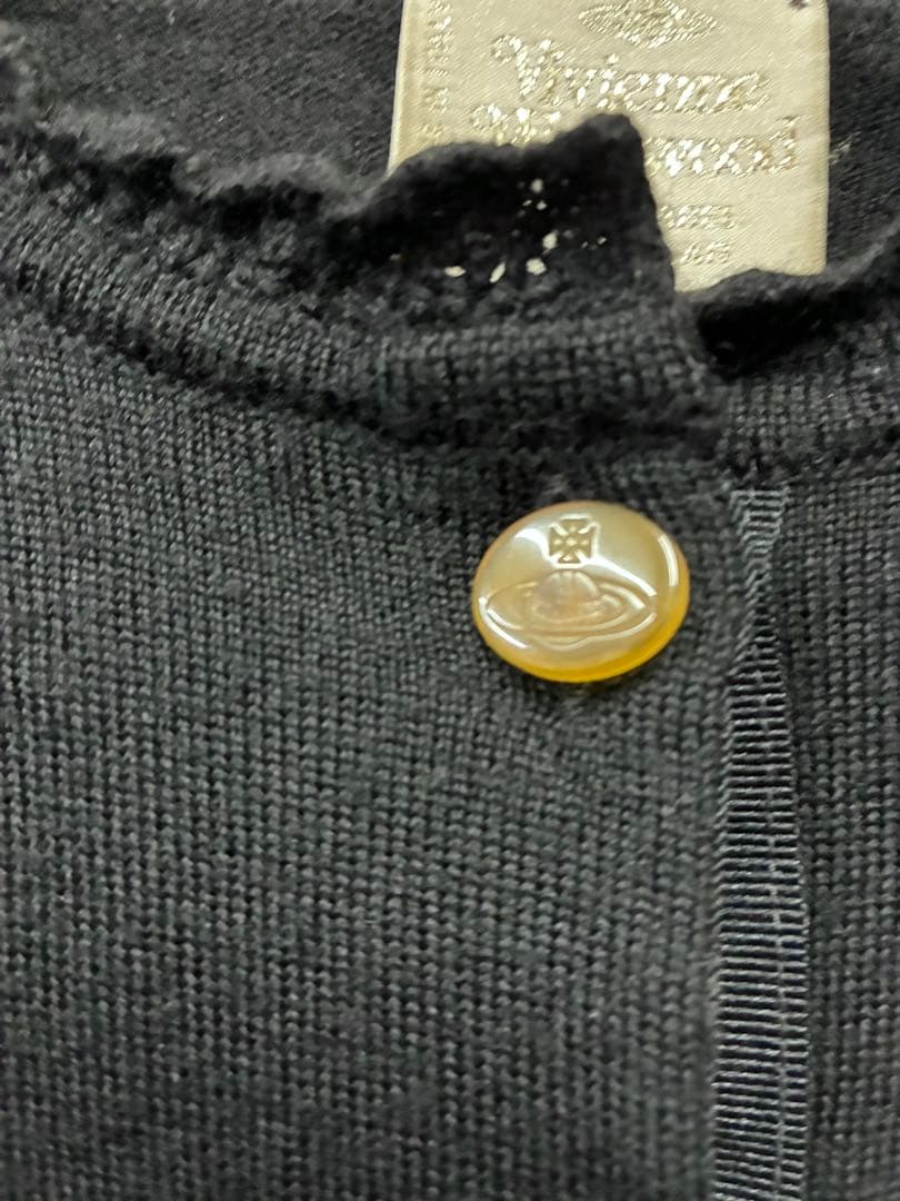 ヴィヴィアンウエストウッド　フリルネックウールカーディガン 黒　イタリア製