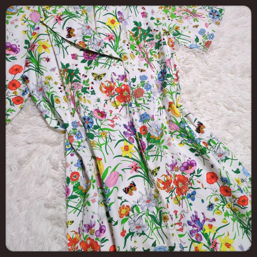 【入手困難・良品】グッチ☆GUCCI ワンピース フローラ 花柄 3L ホワイト