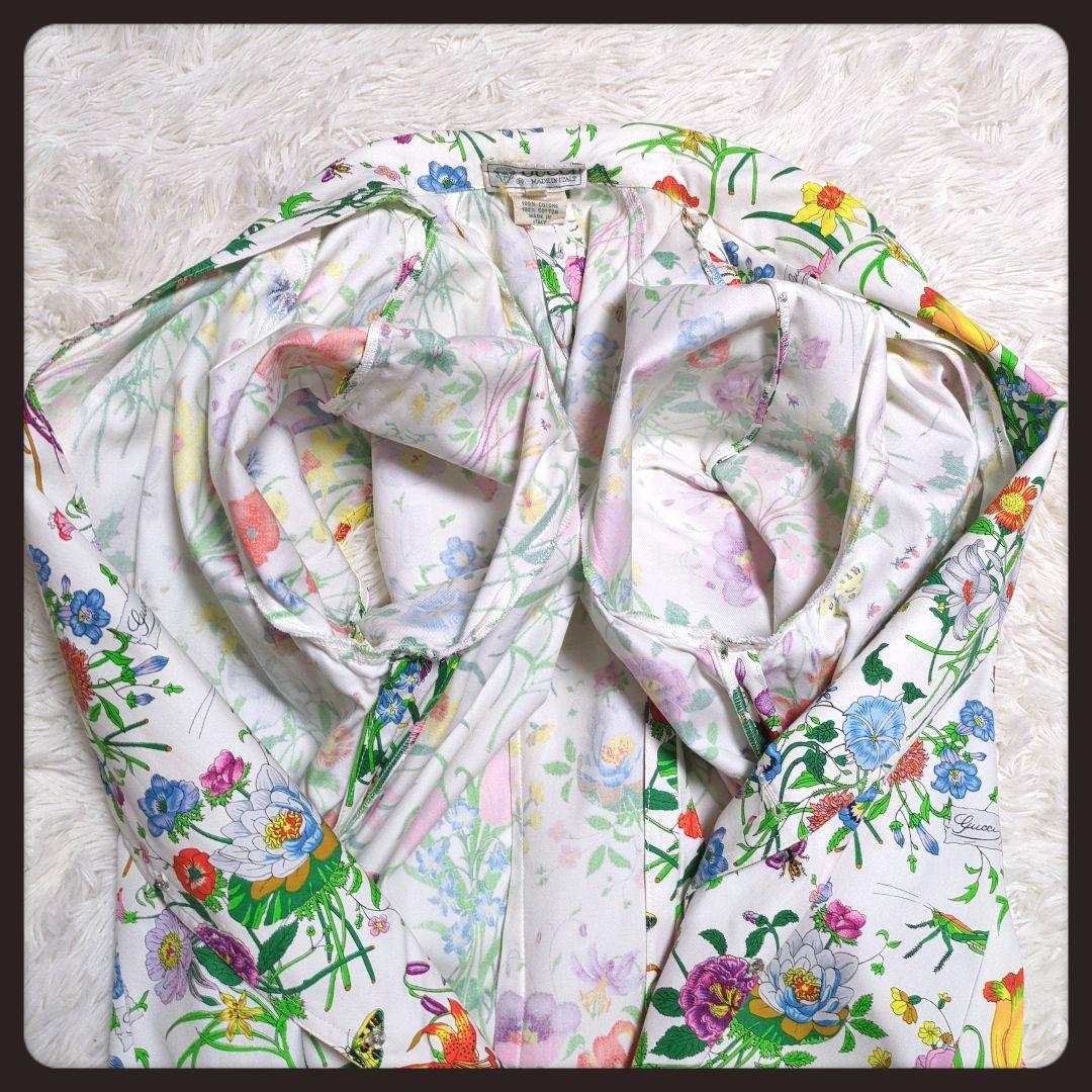 【入手困難・良品】グッチ☆GUCCI ワンピース フローラ 花柄 3L ホワイト