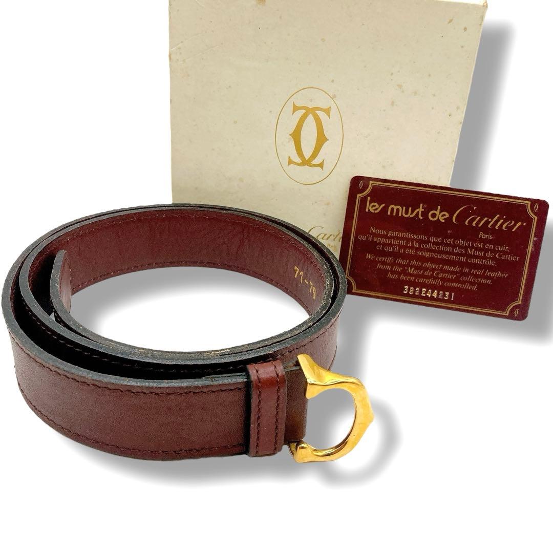 美品✨Cartier カルティエ　ベルト　マストライン　ゴールド　ボルドー