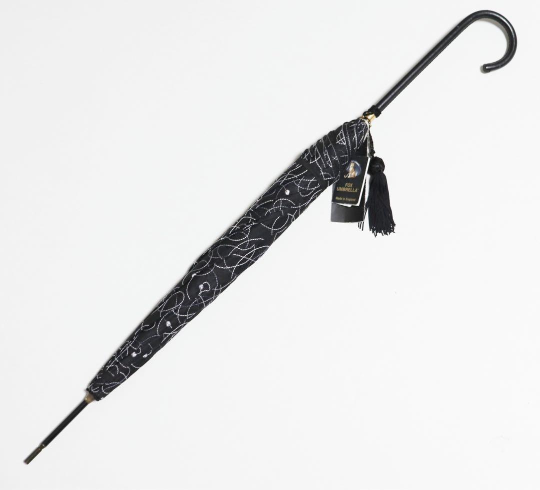 《フォックスアンブレラ》新品 英国王室御用達 英国製 上品刺繍 高級長傘 日傘