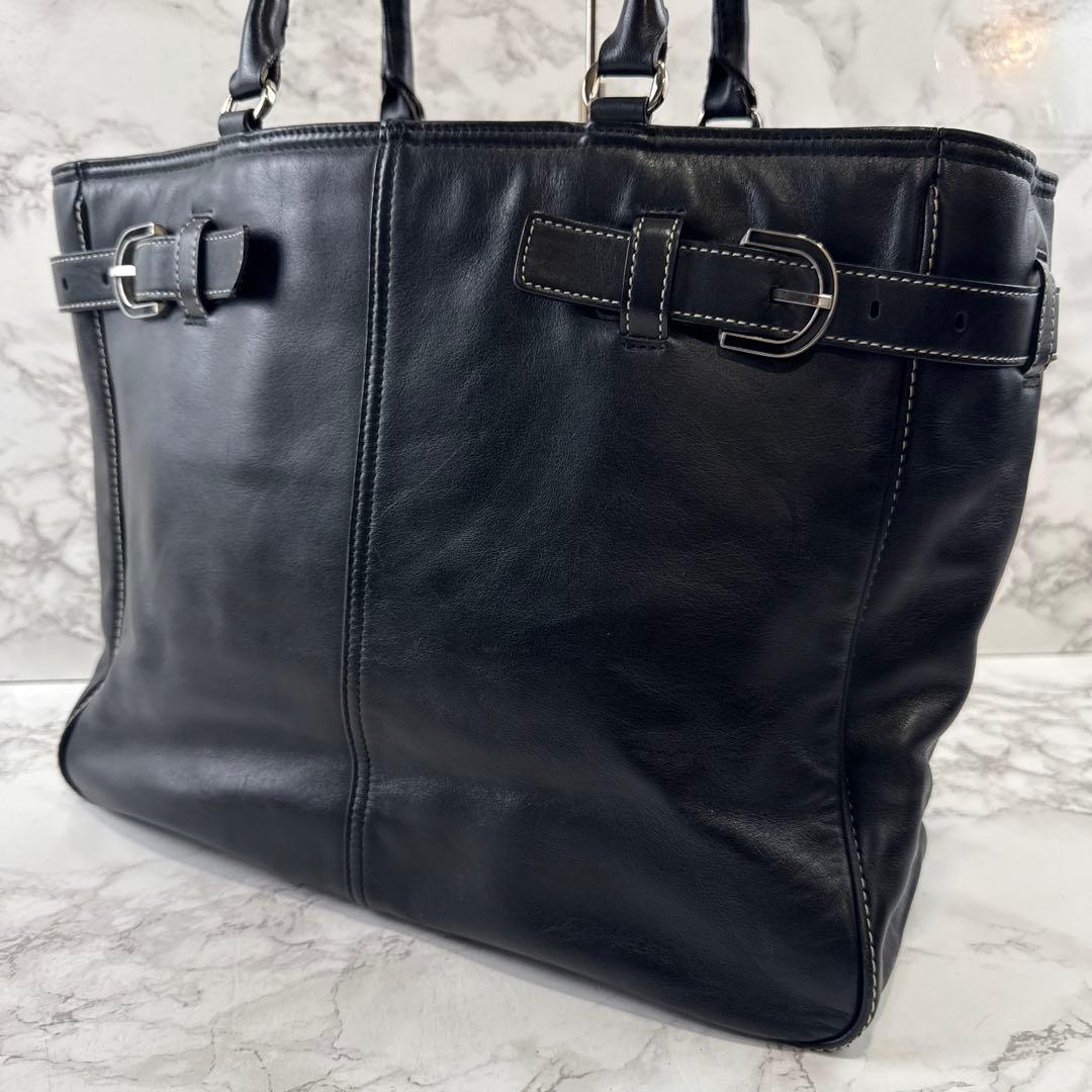 SAZABY サザビー 本革 レザー リクルート ビジネストートバッグ 黒