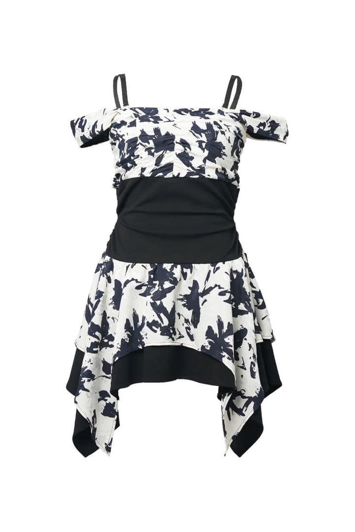 BELEAR MIMI《ベリアミミ》フラワーニュアンスミニワンピース BLK