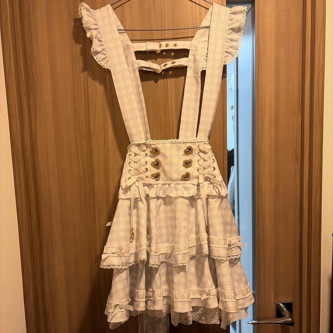 LIZLISA はしごリボンギンガムティアードスカパン ブルー　水色