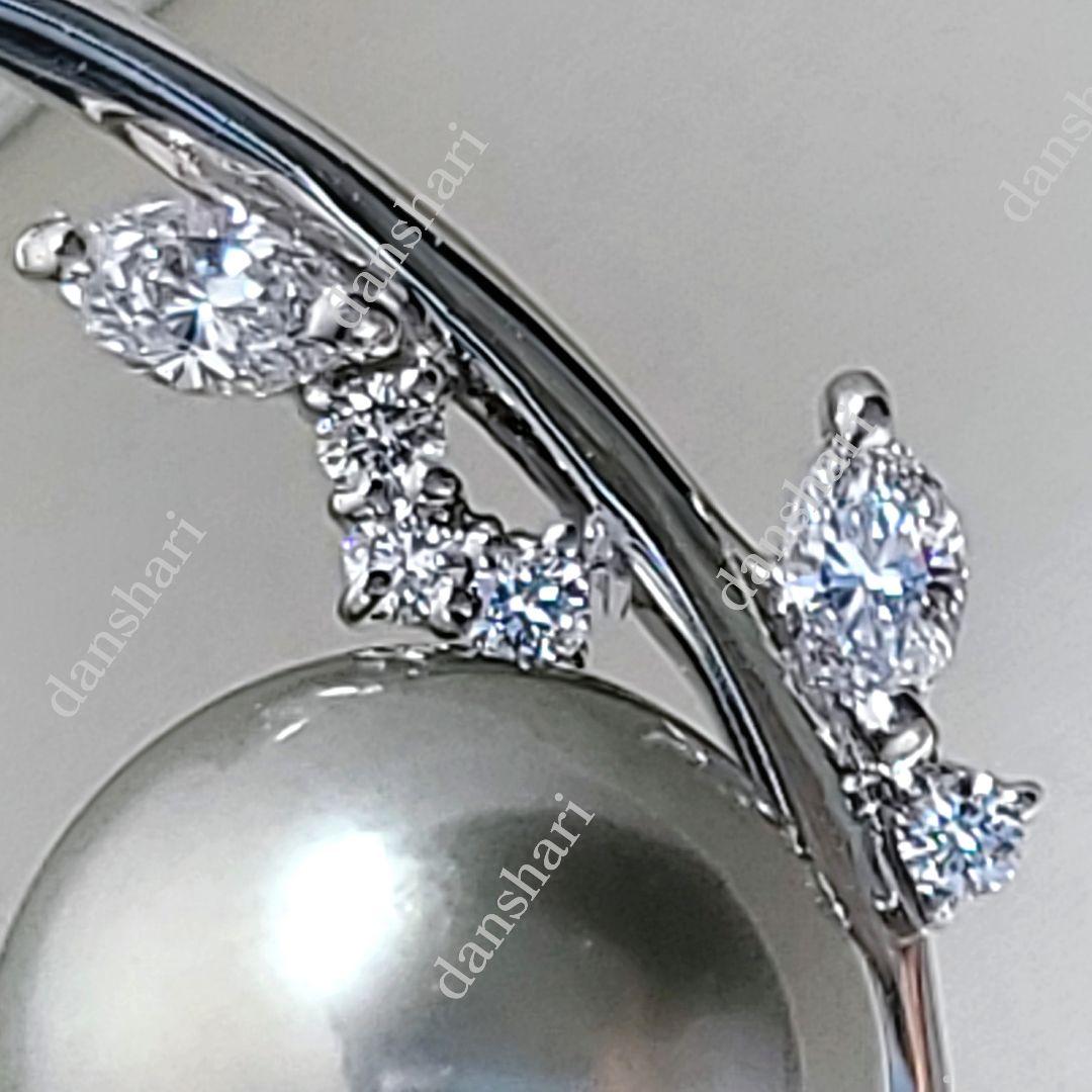 Ｐt900/南洋黒蝶真珠 ダイヤペンダントトップ/セミオーダー品/ステキです