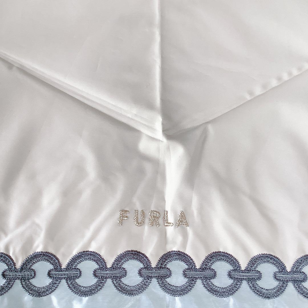 新品★フルラ★FURLAオーガンジーチェーン刺繍 晴雨兼用折りたたみ傘★ベージュ