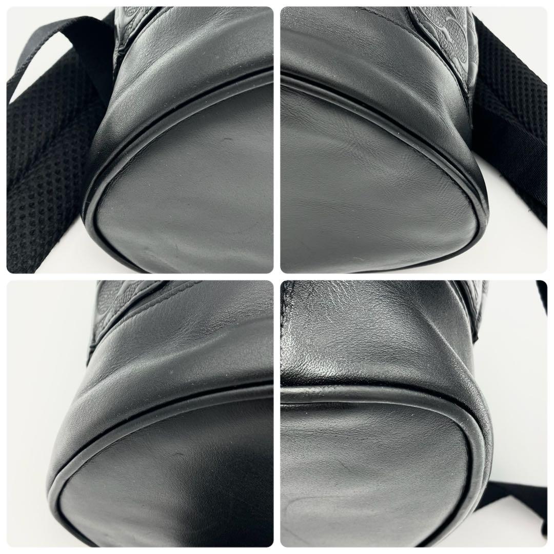 美品 コーチ ハドソン リュック バックパック エンボス ロゴ型押し レザー 黒