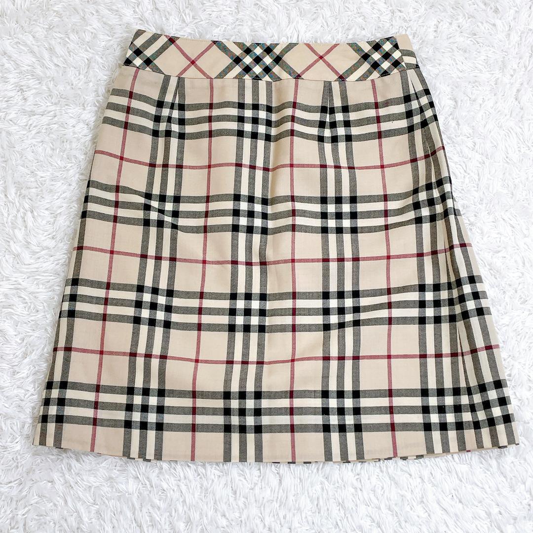 Burberry London プリーツスカート ノバチェック ベージュ