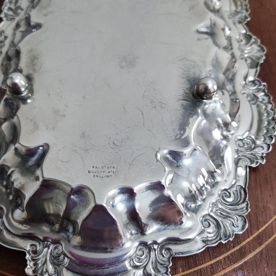 イギリス　シルバープレート　ケーキトレイ　小物入れ　ミニトレイ