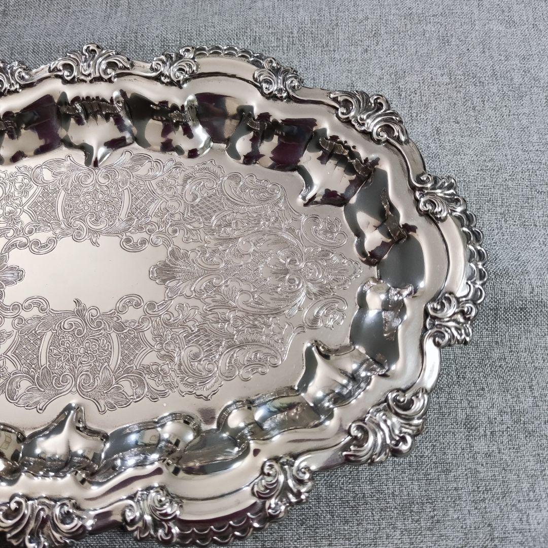 イギリス　シルバープレート　ケーキトレイ　小物入れ　ミニトレイ