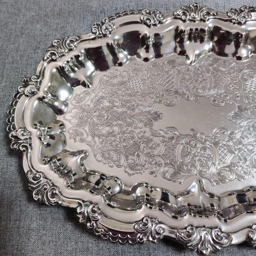 イギリス　シルバープレート　ケーキトレイ　小物入れ　ミニトレイ