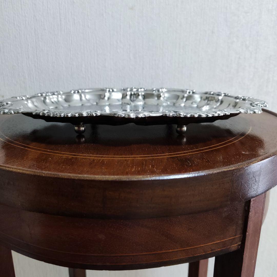 イギリス　シルバープレート　ケーキトレイ　小物入れ　ミニトレイ