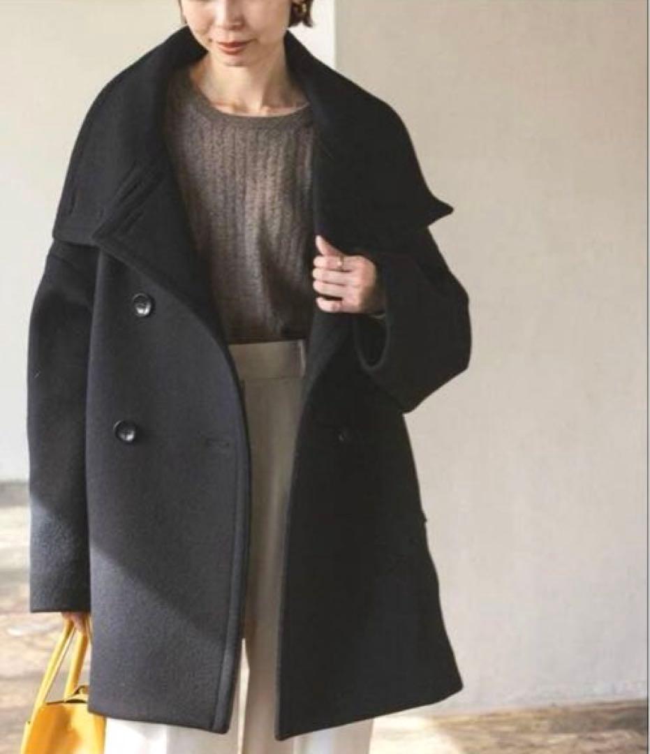 美品✨早い者勝ち❣️【NOBLE】 スタンドカラー　オーバーコート　黒