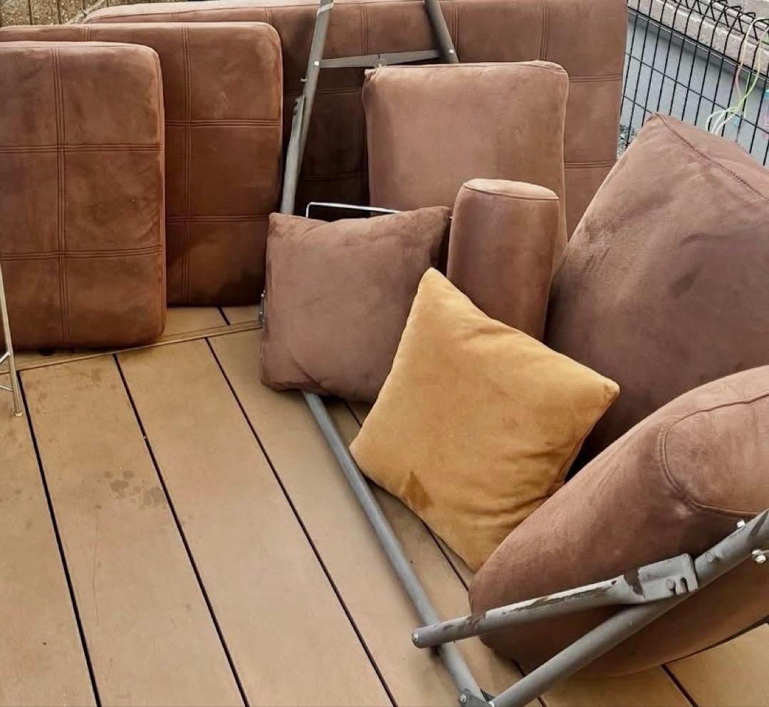 送料込 オノエファニチャー ソファセット オットマン/ヘッドレスト付