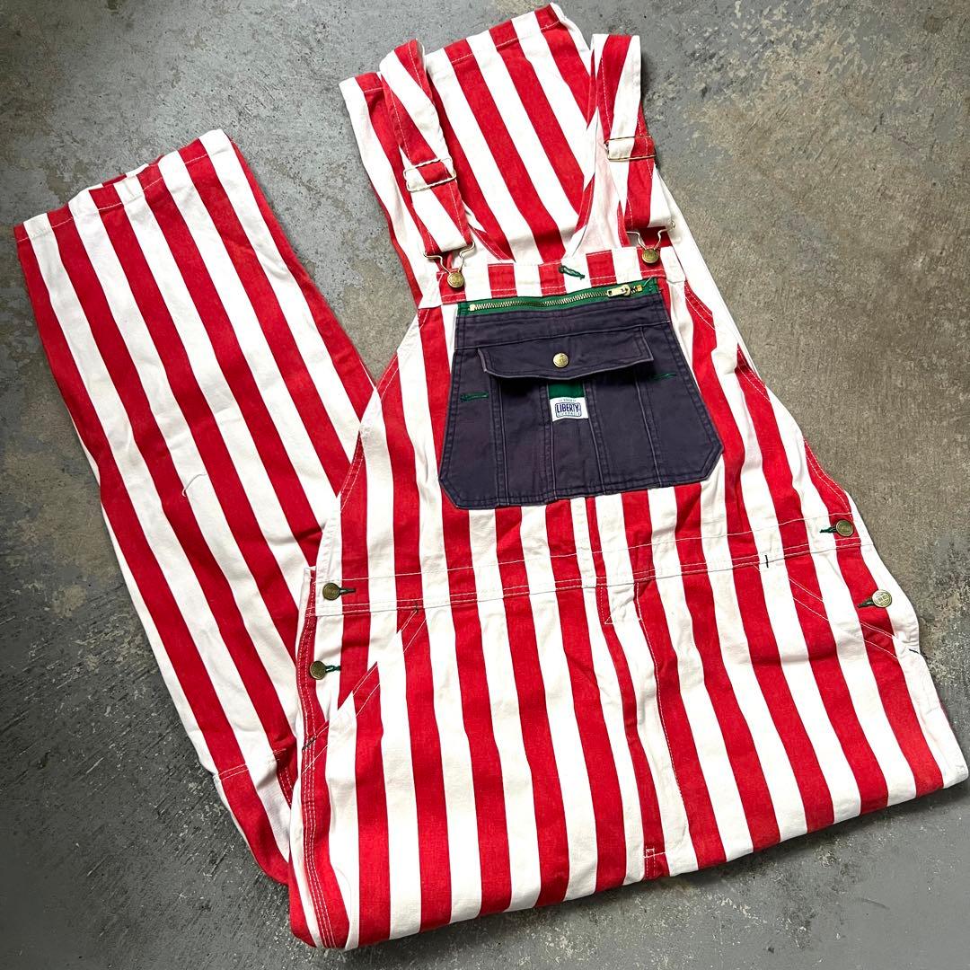 90s LIBERTY OVERALLS ストライプオーバーオール