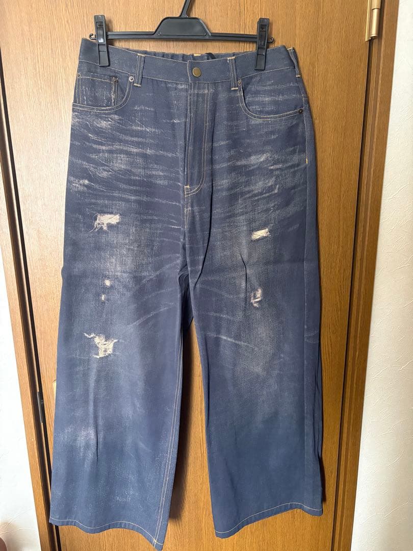 MB ULTIMATE FABRIC トロンプルイユワイドデニムパンツ　Fサイズ