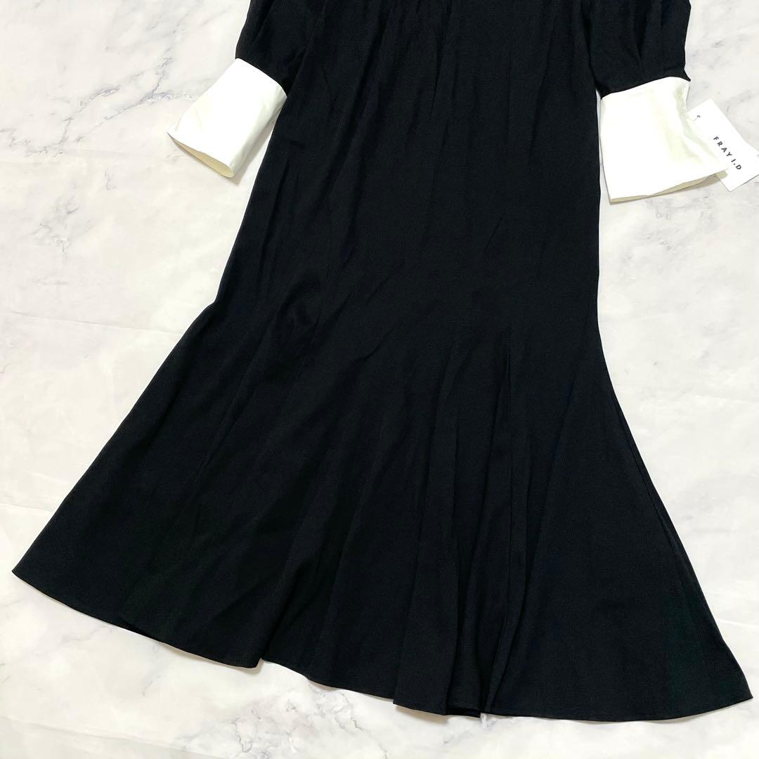 新品未使用 フレイアイディー 黒 シャツカラーマーメイドワンピース M相当 1