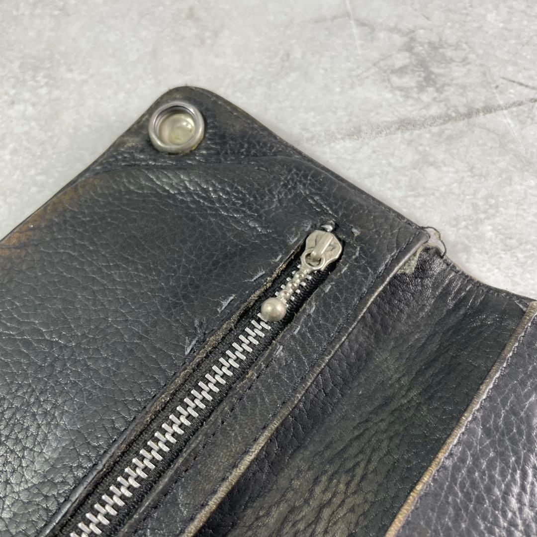 美品✨ A&G 折財布 コンチョ 金具 トラッカーウォレット レザー ブラック
