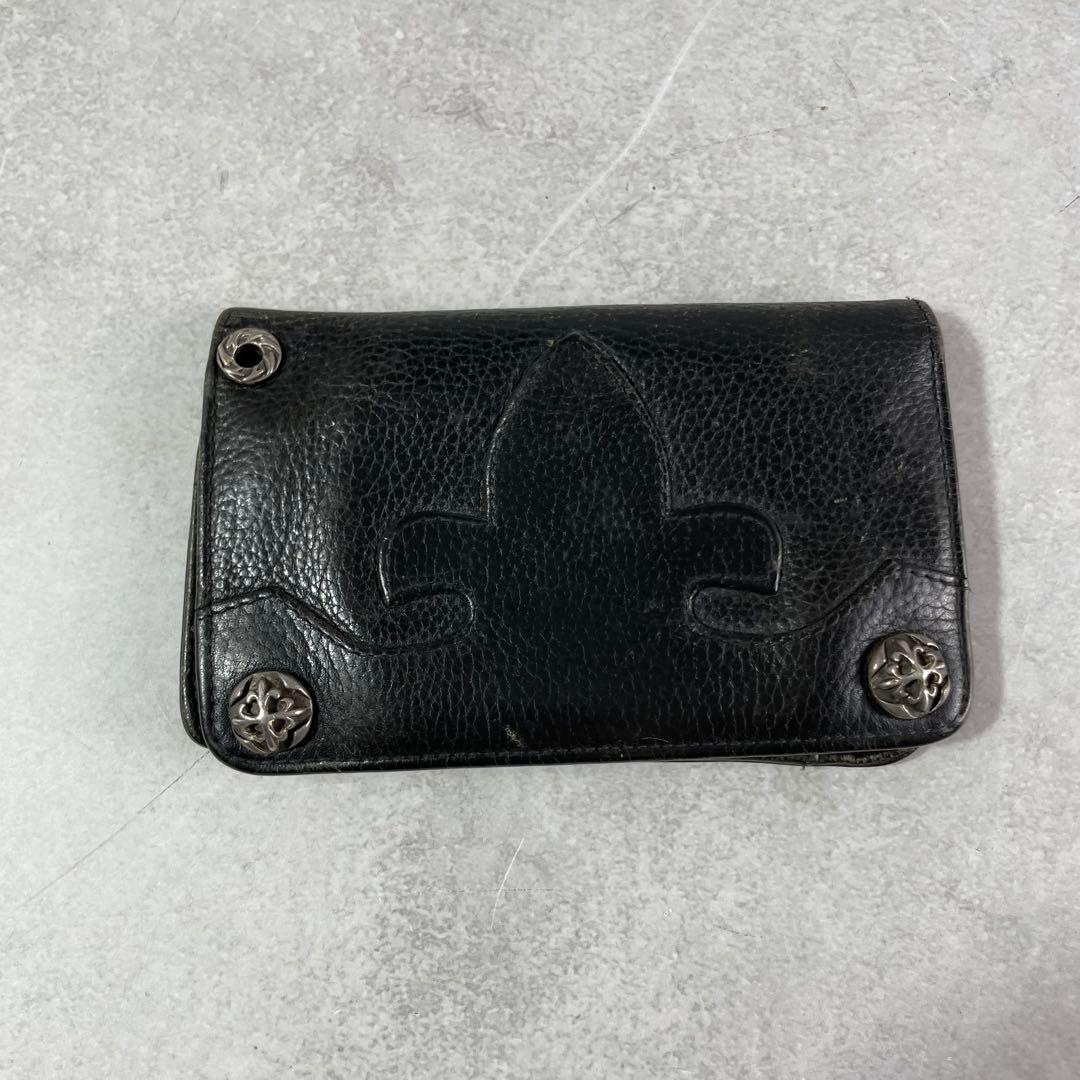 美品✨ A&G 折財布 コンチョ 金具 トラッカーウォレット レザー ブラック