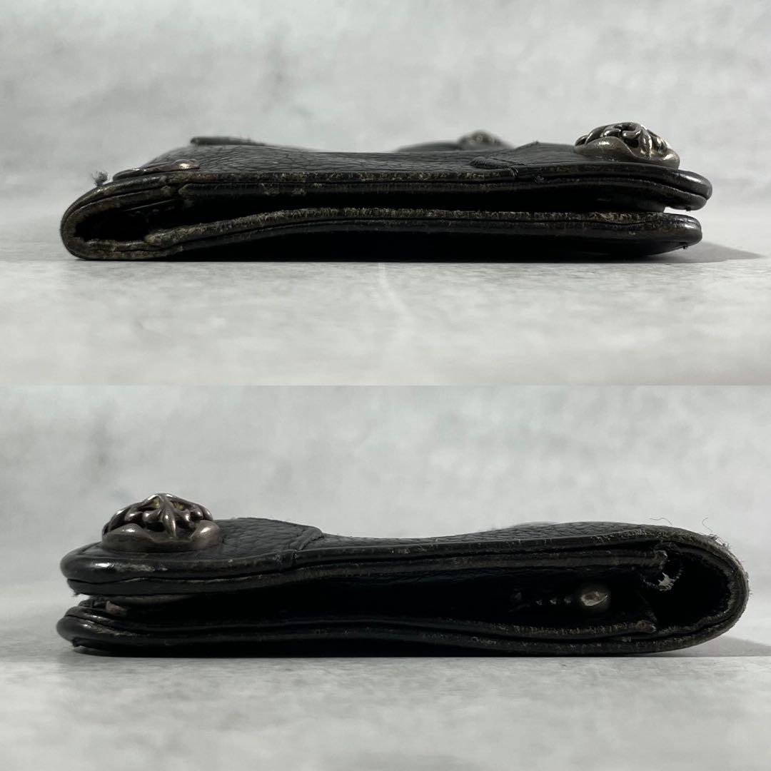 美品✨ A&G 折財布 コンチョ 金具 トラッカーウォレット レザー ブラック