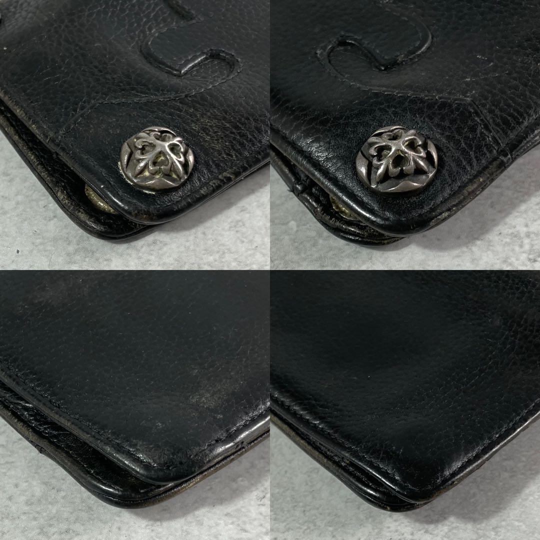 美品✨ A&G 折財布 コンチョ 金具 トラッカーウォレット レザー ブラック