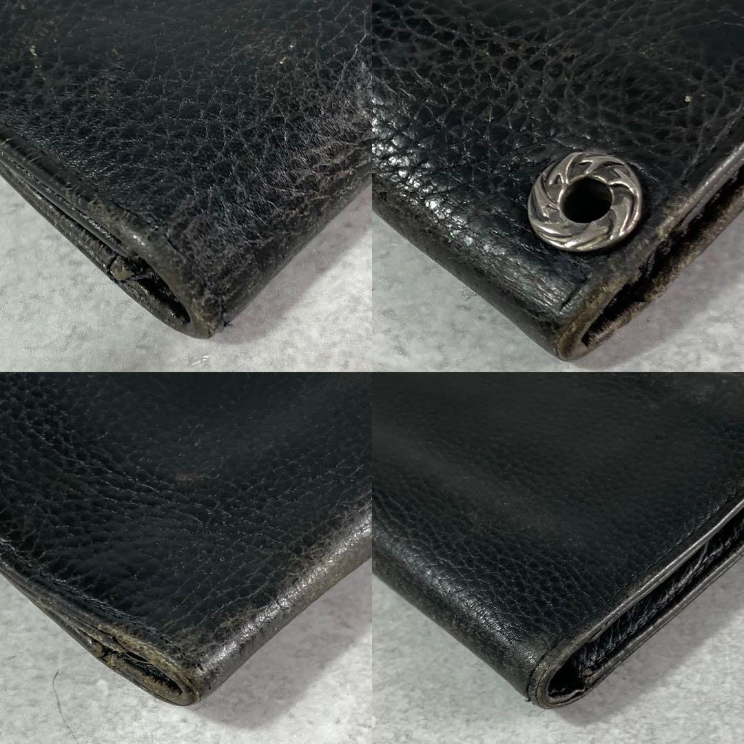 美品✨ A&G 折財布 コンチョ 金具 トラッカーウォレット レザー ブラック