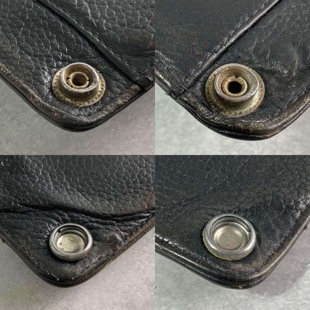 美品✨ A&G 折財布 コンチョ 金具 トラッカーウォレット レザー ブラック