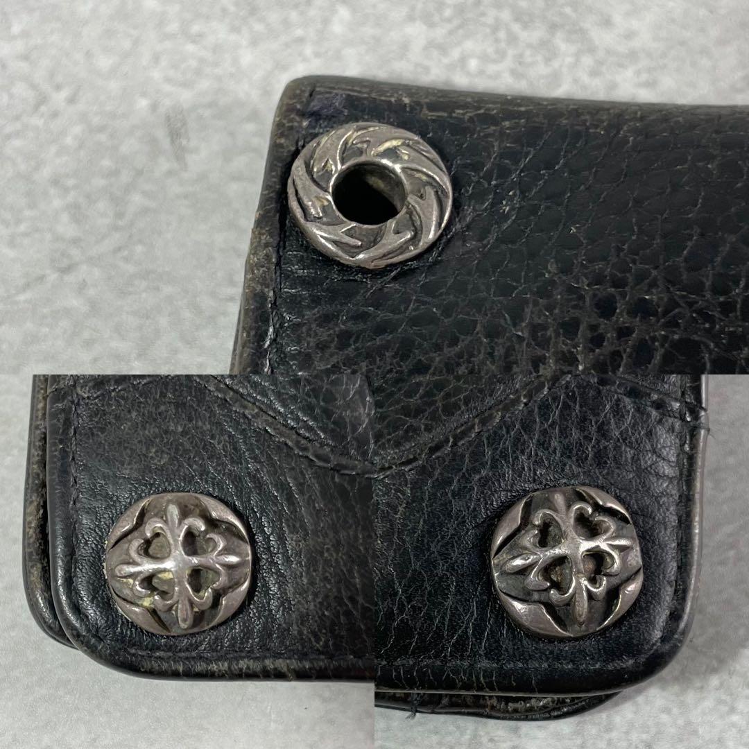 美品✨ A&G 折財布 コンチョ 金具 トラッカーウォレット レザー ブラック