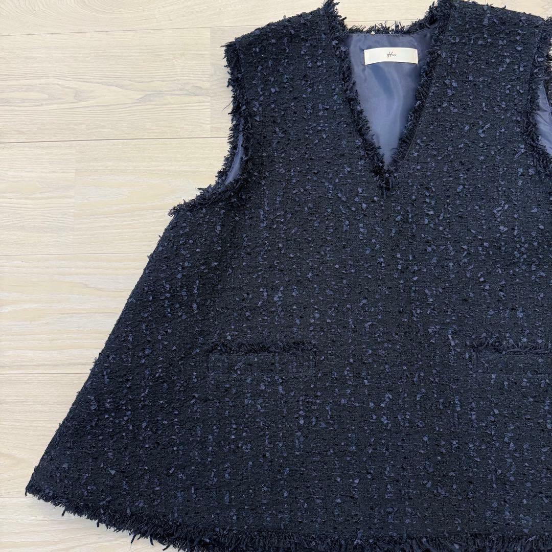 【極美品】Heve ツイードジレ　ネイビー