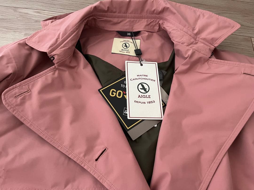 AIGLE GORE-TEXピンク ダブルブレスト レインコート