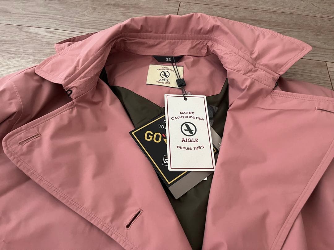 AIGLE GORE-TEXピンク ダブルブレスト レインコート